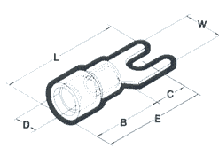Spade Terminals Dimension Drawing